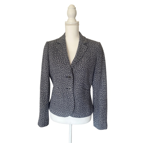 Calvin Klein Jacket Womens Size 6 Black White Tweed Bouclé Single-Breasted Lapel - Picture 1 of 5